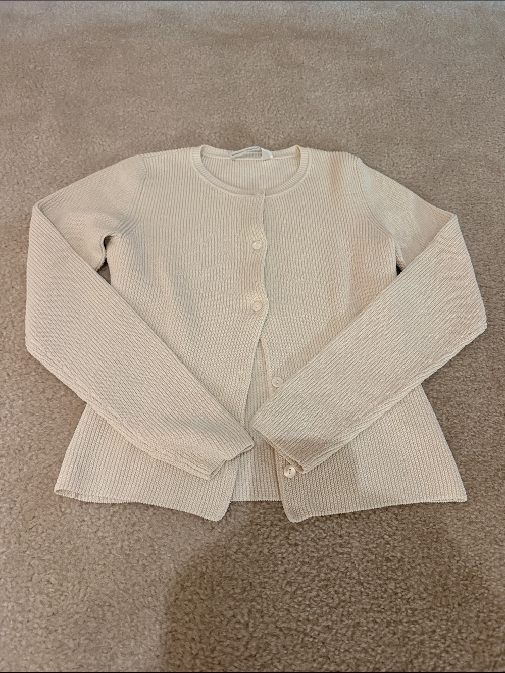 Aya Muse Cream Ribbed Button-Front Cardigan